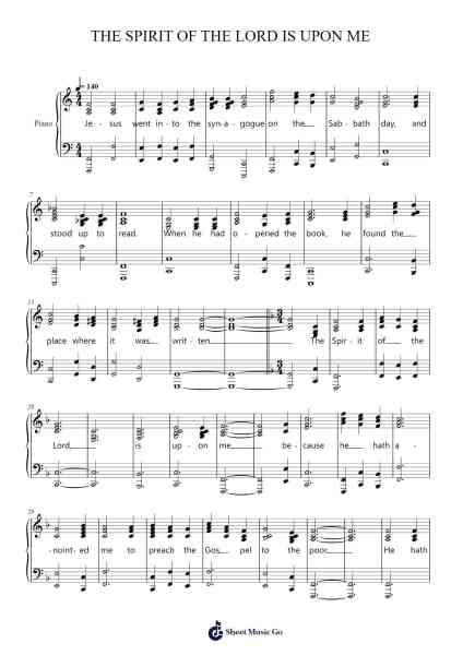 THE SPIRIT OF THE LORD IS UPON ME 乐谱由 Misc Praise Songs - 编曲 Brongus Chadkiel