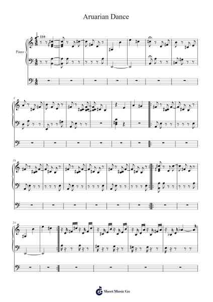 Aruarian Dance Ноты для фортепиано от Unknown author-Arr.Reedtrine Gunnix