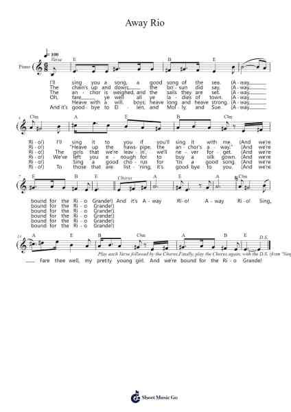 Away Rio Sheet Music by The Jolly Rogers-Arr.Manreade