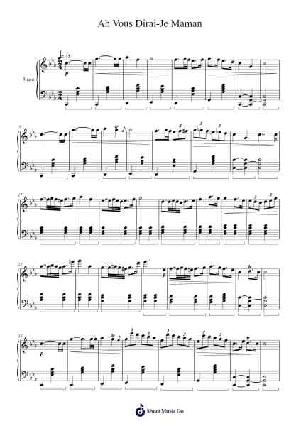 Twelve Variations on "Ah vous dirai-je, Maman" in C Major, K. 265/300e Sheet Music by Wolfgang Amadeus Mozart-Arr.Twainsel