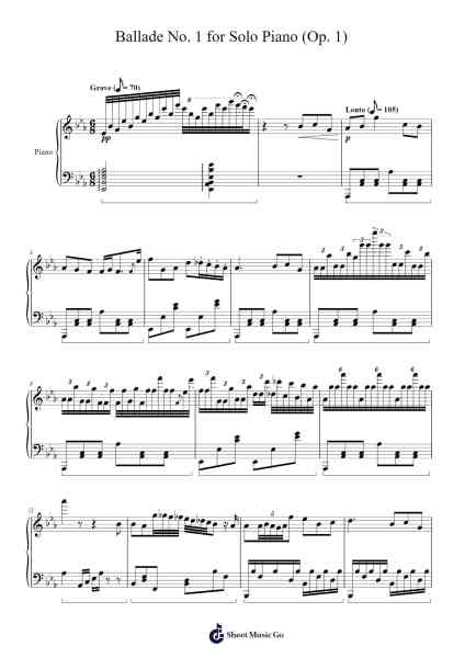 Ballade No. 1 for Solo Piano, Op. 1 Sheet Music by Kevieve-Arr.Hewgy Fowearl