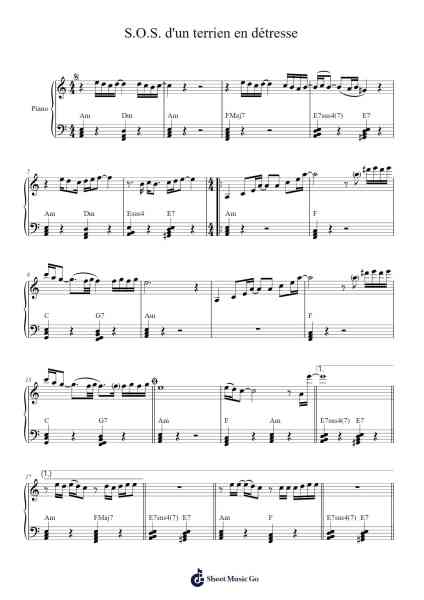 S.O.S. d'un terrien en détresse Sheet Music by Grégory Lemarchal-Arr.Demplis