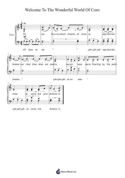 Welcome To The Wonderful World Of Coro para piano Sheet Music by LSD-Arr.Duttraine