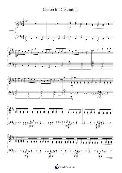 Canon In D Variation Sheet Music by -Arr.Sainsthea Flind