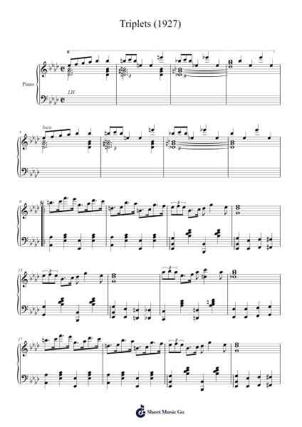 Triplets (1927) Sheet Music by Harry Jentes-Arr.Junegia Wato