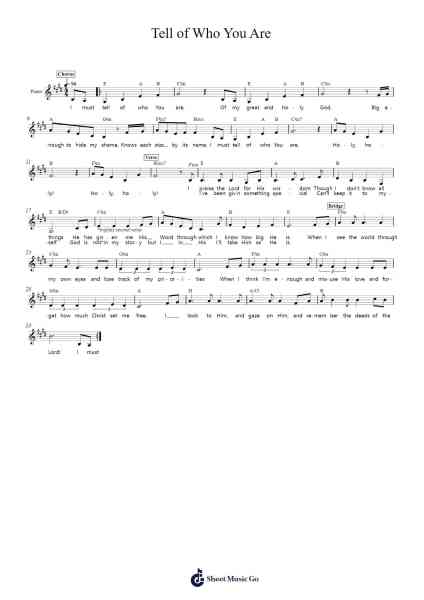 Tell of Who You Are Sheet Music by Heidi-Arr.Blabott