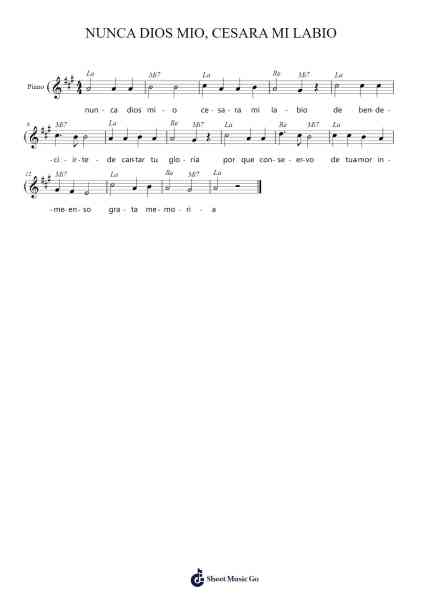 NUNCA DIOS MIO, CESARA MI LABIO Sheet Music by Buckmaud Jaypound-Arr.Earmay