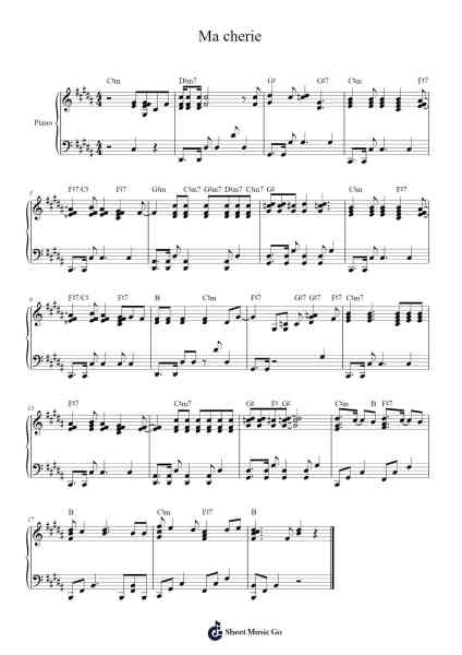 Ma cherie Sheet Music by Malice Mizer-Arr.Kathtta