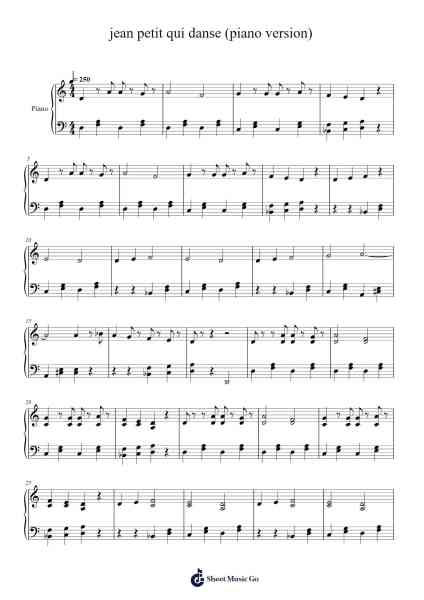 jean petit qui danse (piano version) Sheet Music by -Arr.Sailshead Verborn