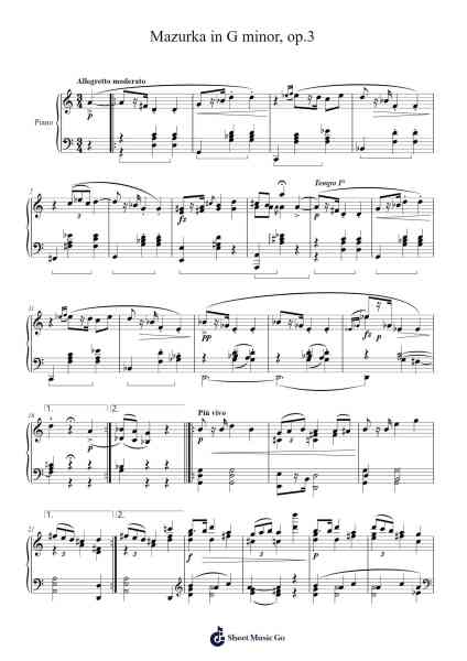Mazurka in G minor, op.3 Sheet Music by Brent Hertogs-Arr.Morecius Wake