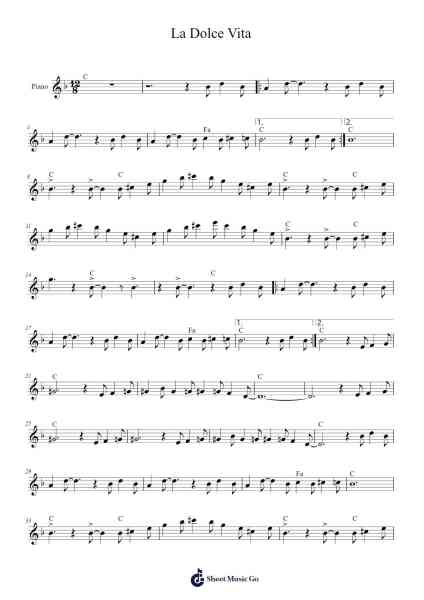 La Dolce Vita Sheet Music by Nino Rota-Arr.Toutfey