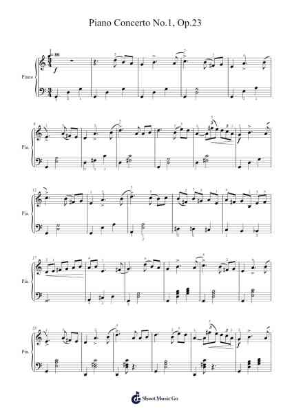 Piano Concerto No. 1 in B-Flat Minor, Op. 23 Sheet Music by Pyotr Ilyich Tchaikovsky-Arr.Clifffitch