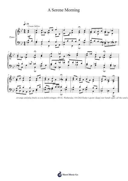 A Serene Morning Sheet Music by Toursbur-Arr.Joeswift Mcyves