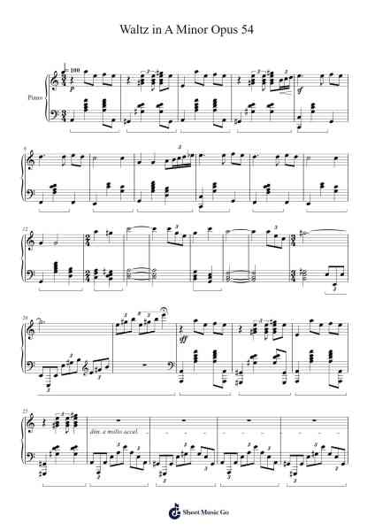 Waltz in A Minor, Op. 54 Sheet Music by Samuel D. Kubik-Arr.Hornblack
