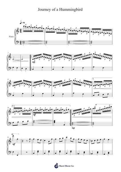 24 Small Preludes, Op. 5, No. 2 "Journey of a Hummingbird" Sheet Music by C. Morrissey-Arr.Evejob