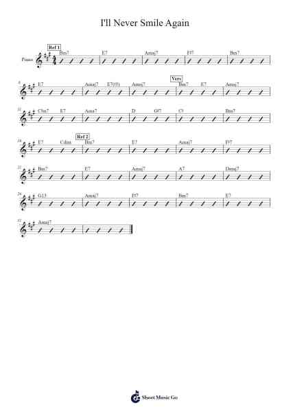 I'll Never Smile Again Sheet Music by -Arr.Kriso Dolclaire