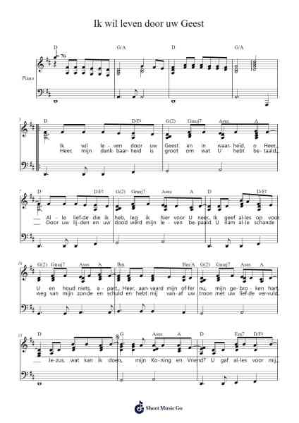Ik wil leven door uw Geest Sheet Music by -Arr.Bautab