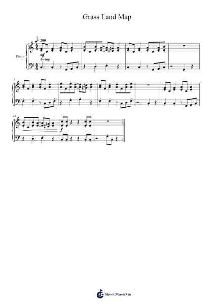 Grass Land Map Sheet Music by Koji Kondo-Arr.Thoclare