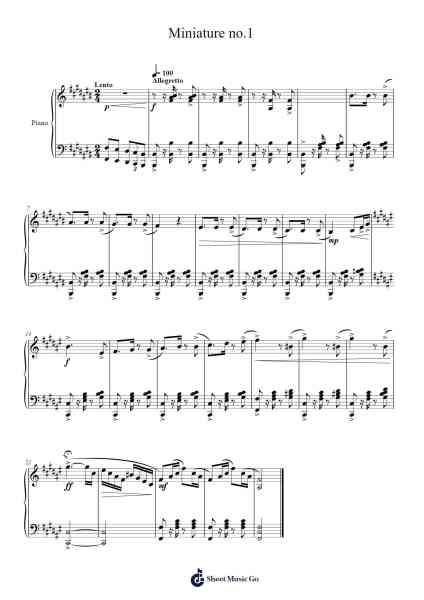 Miniature no.1 Sheet Music by L. L. Potter-Arr.Sunence Vejoan