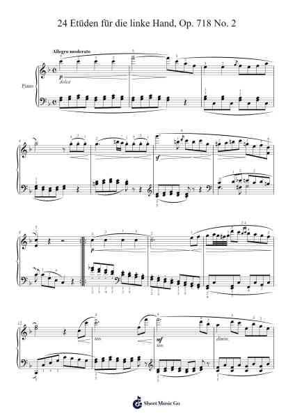 24 Etüden für die linke Hand, Op. 718 No. 2 Sheet Music by Carl Czerny-Arr.Sainsgen Junebrowne