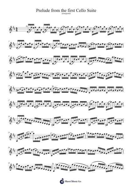 Prelude from the first Cello Suite 樂譜由 J.S. Bach - 編曲 Crotiane Shawshop