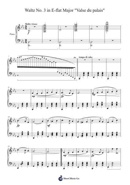 Waltz No. 3 in E-flat Major "Valse du palais" Sheet Music by Benjamin Barrett-Arr.Deanlay Dulsnow