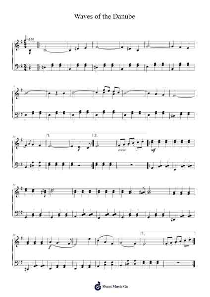 Waves of the Danube Sheet Music by Iosif Ivanovici-Arr.Hooshua