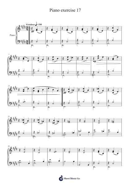 Piano Exercise 17 Sheet Music by Mattnat Bingtine-Arr.Ligreen