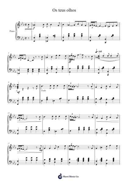 Os teus olhos Sheet Music by Ernesto Magno-Arr.Brower Molliz