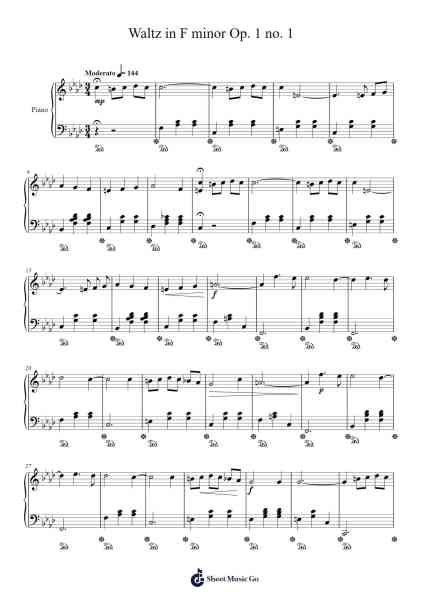 Waltz in F Minor, Op. 1, No. 1 Sheet Music by Ian Lee-Arr.Sanhan Eipscius