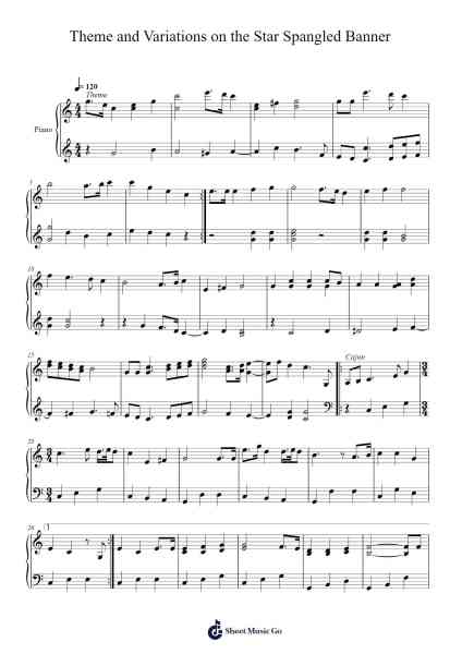 Theme and Variations on the Star Spangled Banner Sheet Music by Flofort-Arr.Taykin Wertor