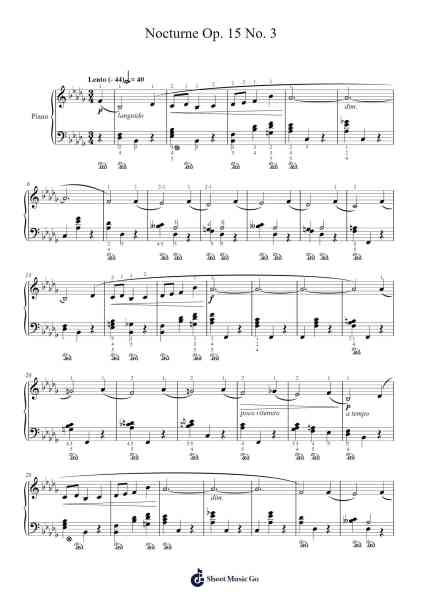 Nocturne Op. 15 No. 3 Sheet Music by Frédéric Chopin-Arr.Boyletio Wanleigh