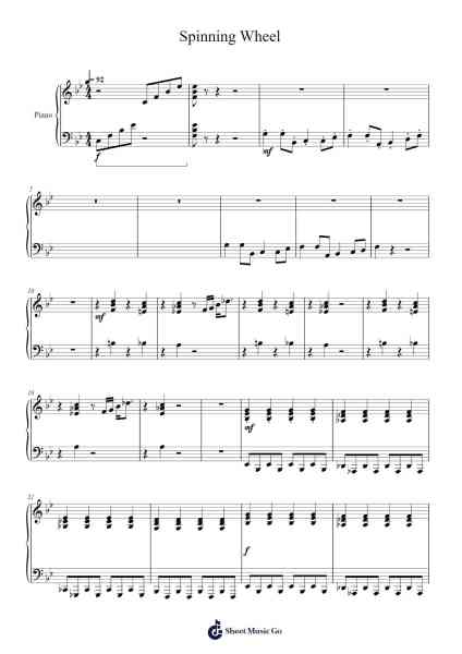 Spinning Wheel Sheet Music by undefined-Arr.Caerwood Belch