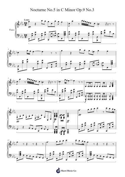 Nocturne No.5 in C Minor Op.9 No.3 Sheet Music by celikcanefe-Arr.Bartrhys Shelcie