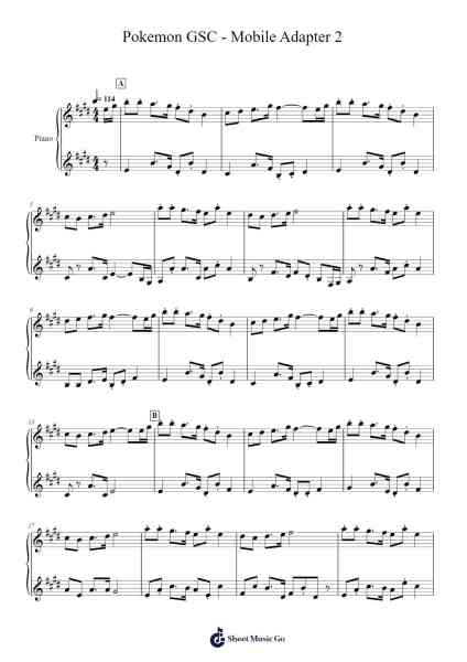 Pokemon GSC - Mobile Adapter 2 Sheet Music by Morikazu Aoki-Arr.Hearstjean