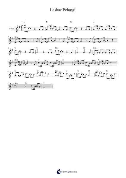 Laskar Pelangi Musica per pianoforte di Nidji - Arr.Atdrich Wrightret