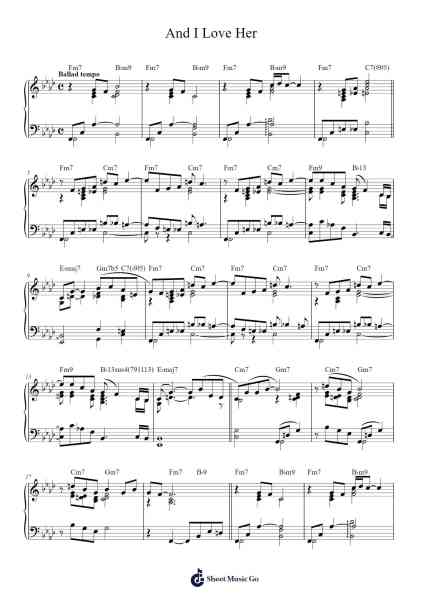 And I Love Her Sheet Music by The Beatles-Arr.Stilkim