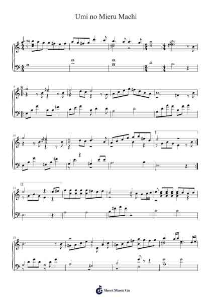 Umi no Mieru Machi Sheet Music by Joe Hisaishi-Arr.Quinncol