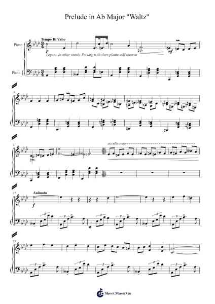 Prelude in A-flat Major "Waltz" Sheet Music by Hentra Whitbart-Arr.Wildeh Francesgrace