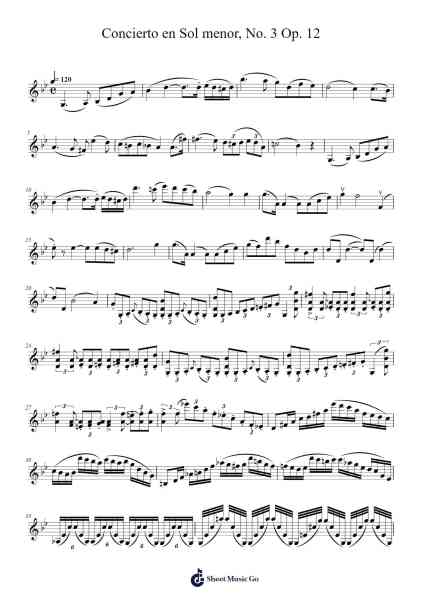 Concierto en Sol menor, No. 3 Op. 12 Sheet Music by Friedrich Seitz-Arr.Danchloe