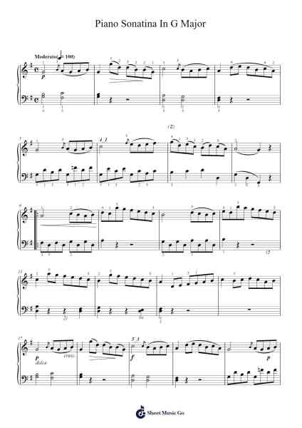 Piano Sonatina in G Major: I. (First Movement Theme) Sheet Music by Ludwig van Beethoven-Arr.Galchard