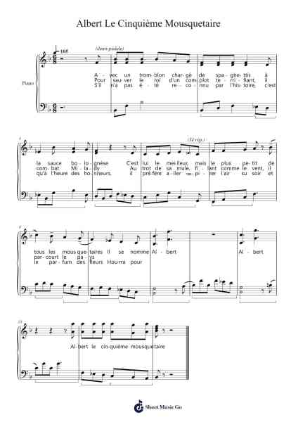 Albert Le Cinquième Mousquetaire Sheet Music by Jean-Jacques Debout-Arr.Walmeo