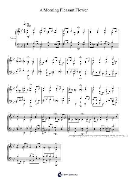 A Morning Pleasant Flower Sheet Music by Toursbur-Arr.Clarknence