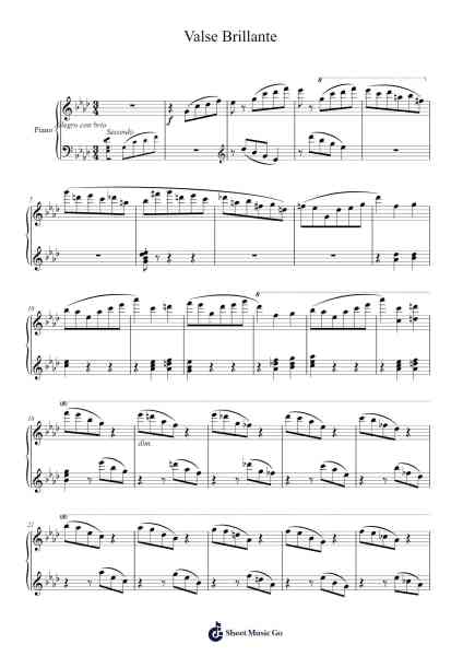 Valse Brillante in E Major, Op. 34 - Piano Four Hands: Primo Sheet Music by Moritz Moszkowski-Arr.Dukim