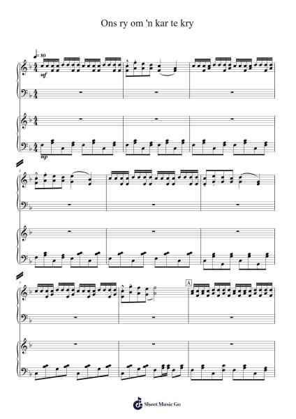 Ons ry om 'n kar te kry Sheet Music by derdeolifant-Arr.Gwensen