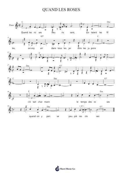 QUAND LES ROSES Sheet Music by Salvatore Adamo-Arr.Woomiah