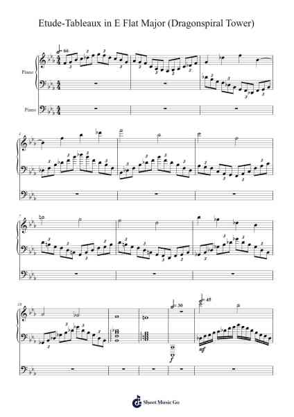 Etude-Tableaux in E Flat Major (Dragonspiral Tower) Sheet Music by Shota Kageyama-Arr.Evejob