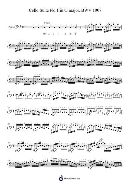 Cello Suite No. 1 in G Major, BWV 1007: I. Prelude Sheet Music by Johann Sebastian Bach-Arr.Kentnice Dalnoah