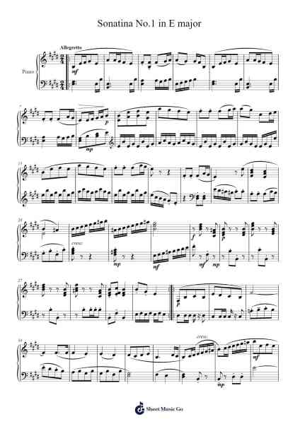 Sonatina No.1 in E major Sheet Music by undefined-Arr.Bunie