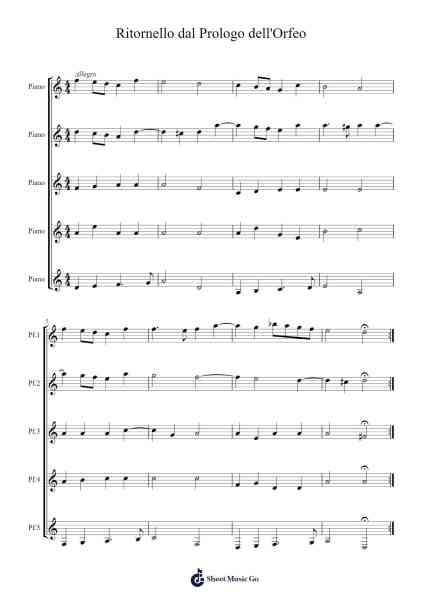 Ritornello dal Prologo dell'Orfeo Sheet Music by Claudio Monteverdi-Arr.Gwensen